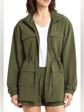 Zella Getaway Hooded Utility Jacket In Green Tactica